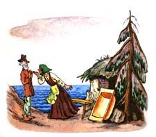 Раскраска по сказке Пушкина "Сказка о рыбаке и рыбке"
